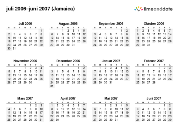 Kalender for 2006 i Jamaica