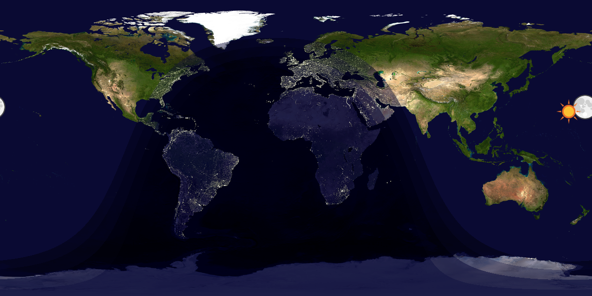 Verdenskart som viser dag og natt 