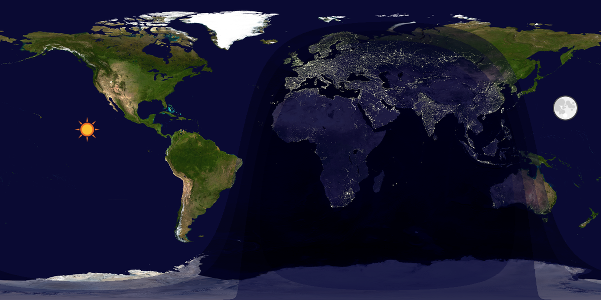 Verdenskart som viser dag og natt 