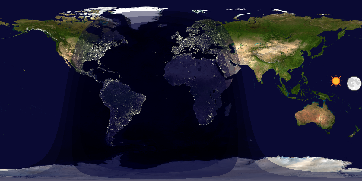 Verdenskart som viser dag og natt 