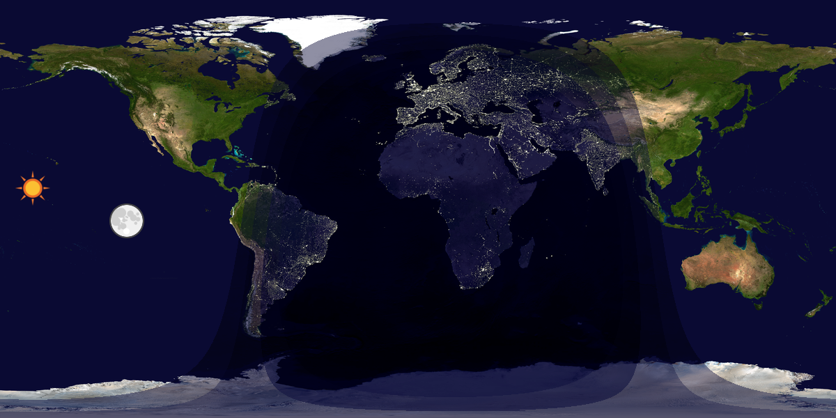 Verdenskart som viser dag og natt 