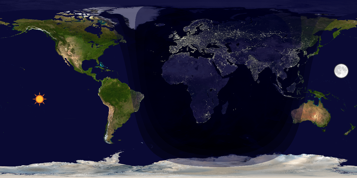 Verdenskart som viser dag og natt 