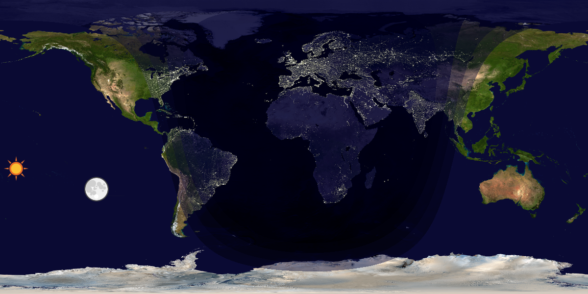 Verdenskart som viser dag og natt 