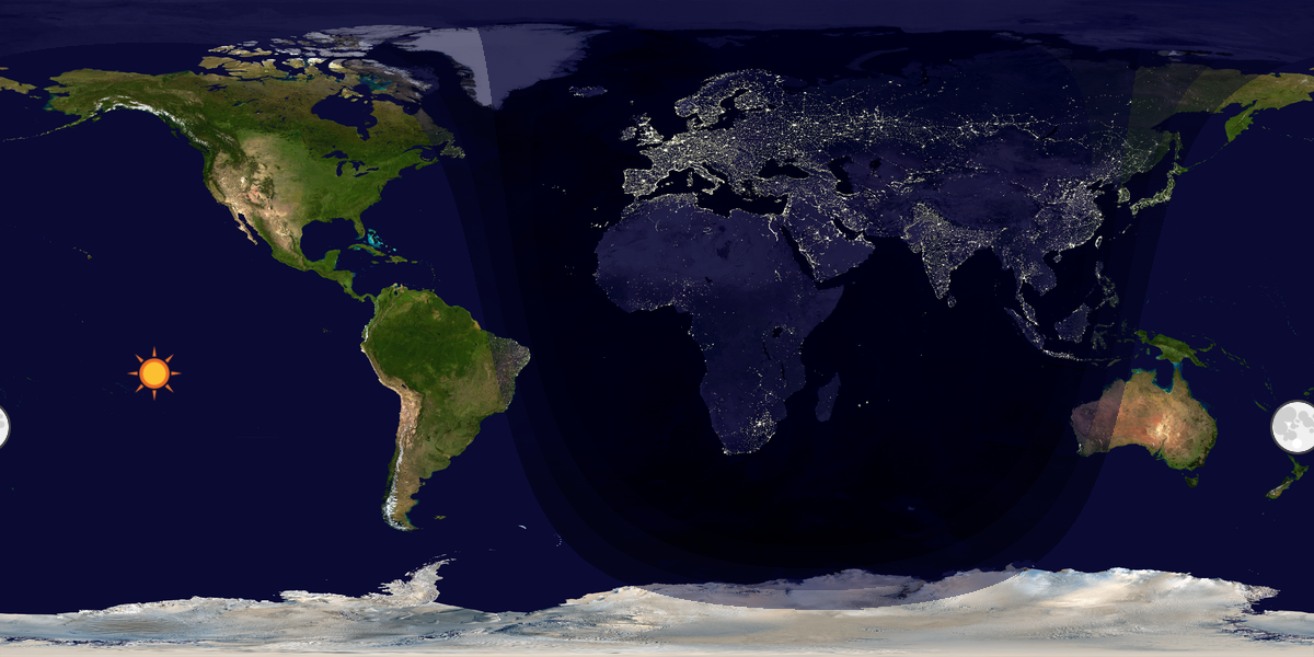 Verdenskart som viser dag og natt 