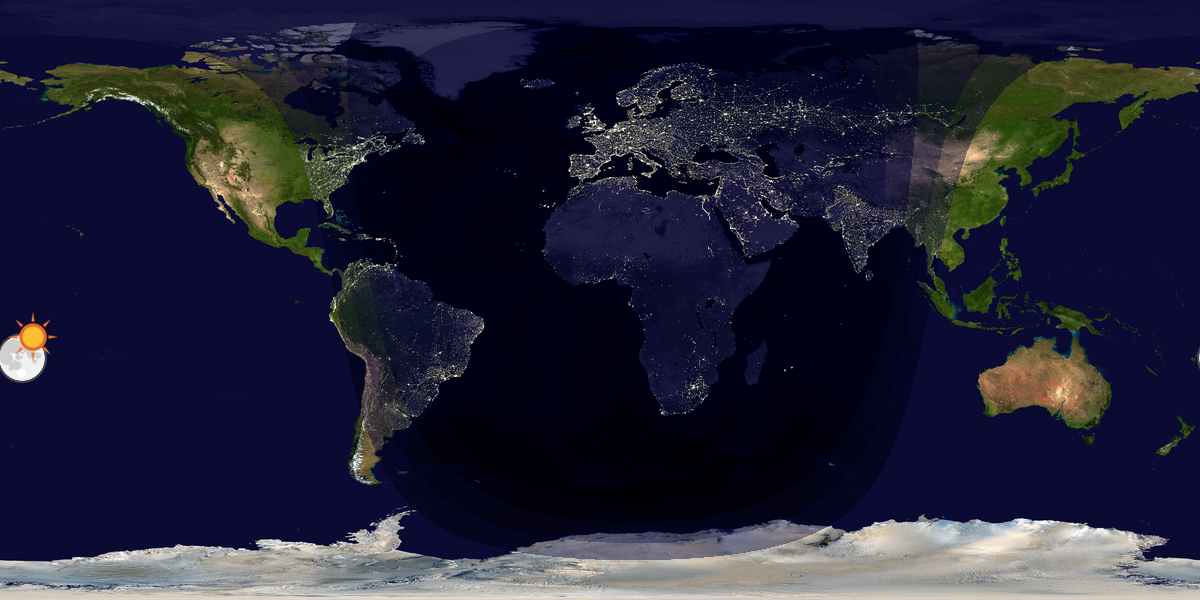 Verdenskart som viser dag og natt 