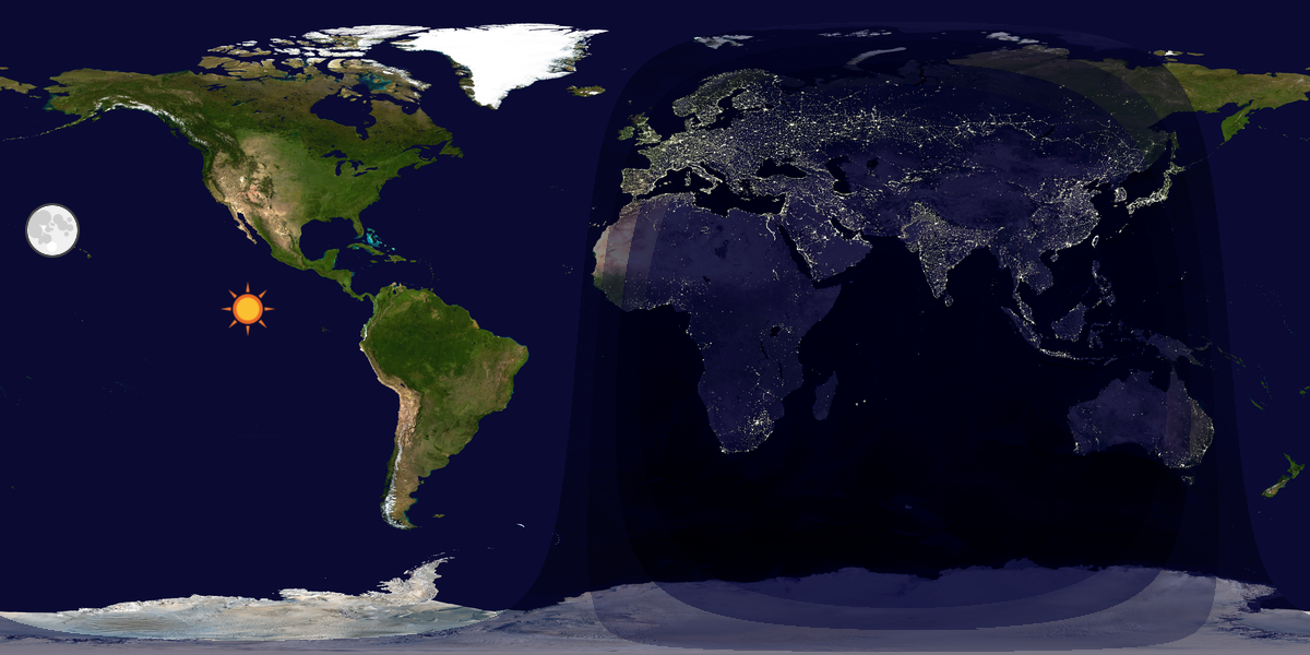 Verdenskart som viser dag og natt 