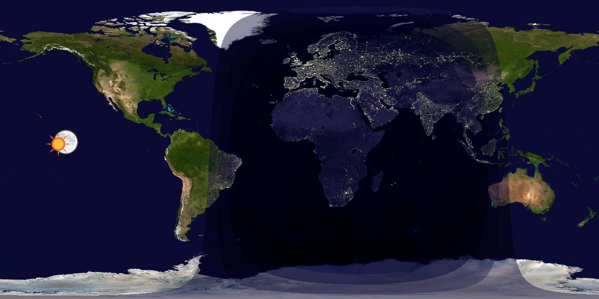 Verdenskart som viser dag og natt 