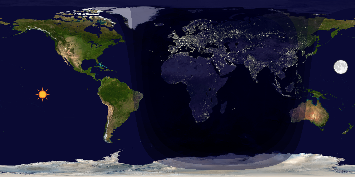 Verdenskart som viser dag og natt 