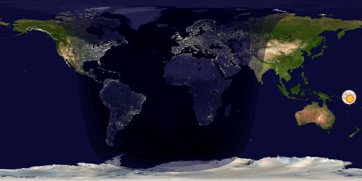 Verdenskart som viser dag og natt 