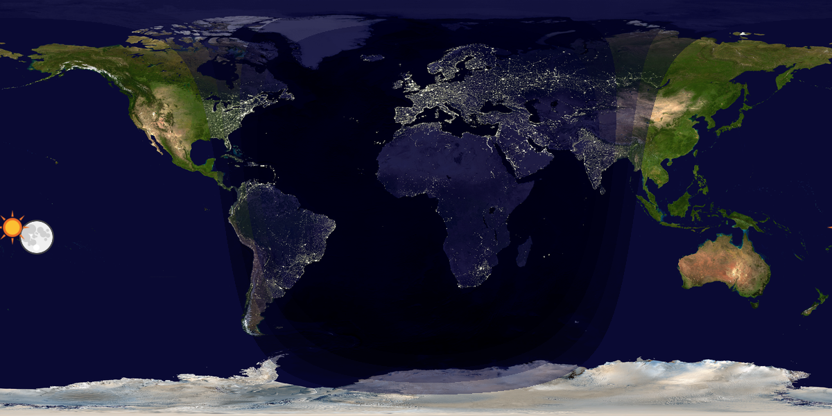 Verdenskart som viser dag og natt 