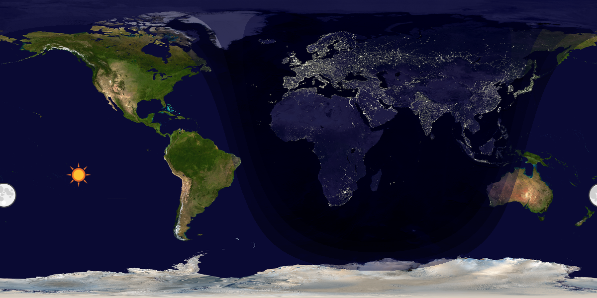 Verdenskart som viser dag og natt 