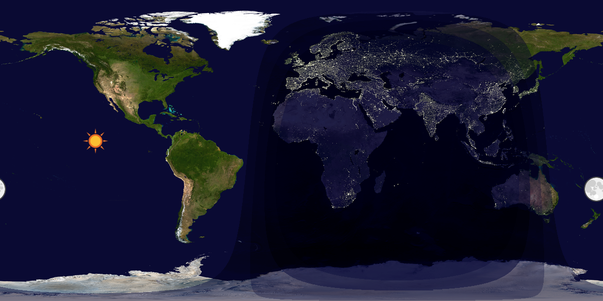 Verdenskart som viser dag og natt 