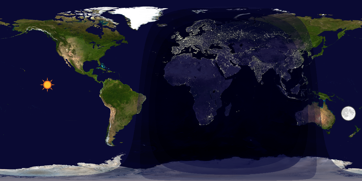 Verdenskart som viser dag og natt 