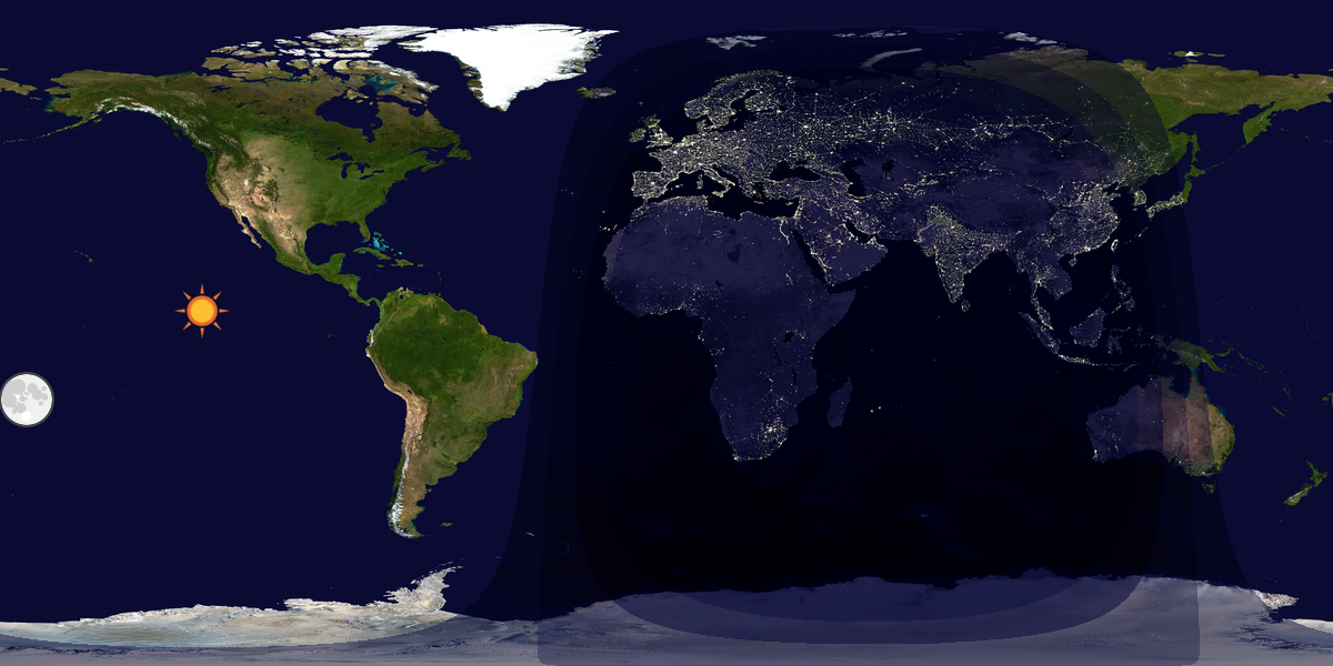 Verdenskart som viser dag og natt 