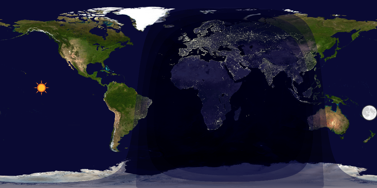 Verdenskart som viser dag og natt 