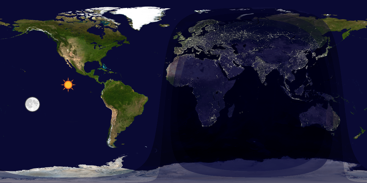 Verdenskart som viser dag og natt 