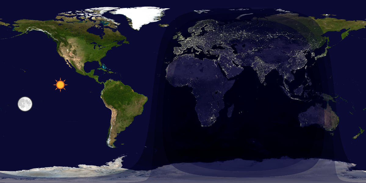 Verdenskart som viser dag og natt 