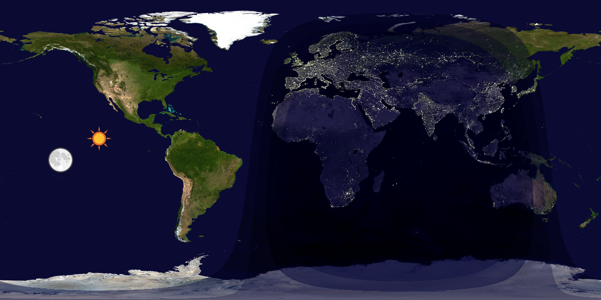 Verdenskart som viser dag og natt 