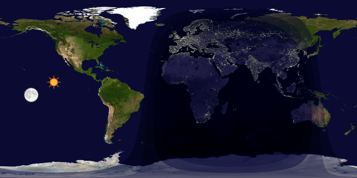 Verdenskart som viser dag og natt 