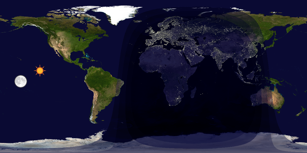 Verdenskart som viser dag og natt 