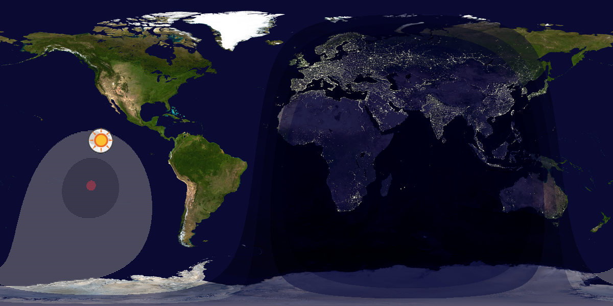Verdenskart som viser dag og natt 