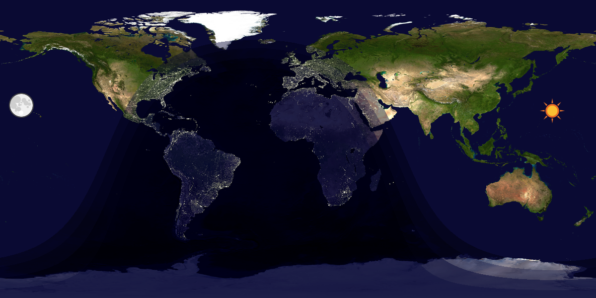 Verdenskart som viser dag og natt 