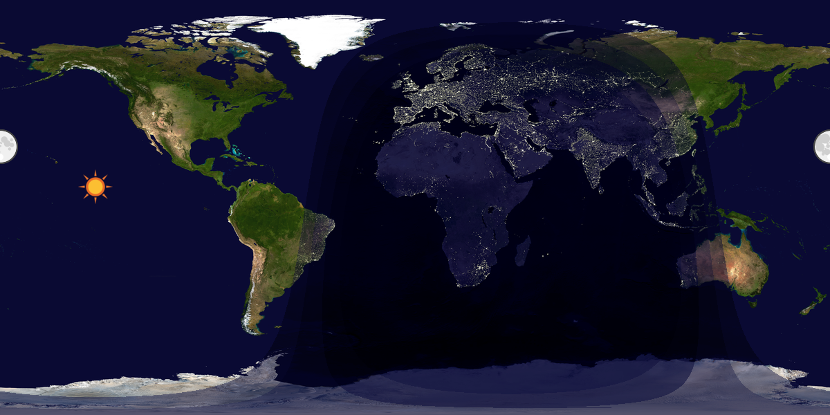 Verdenskart som viser dag og natt 