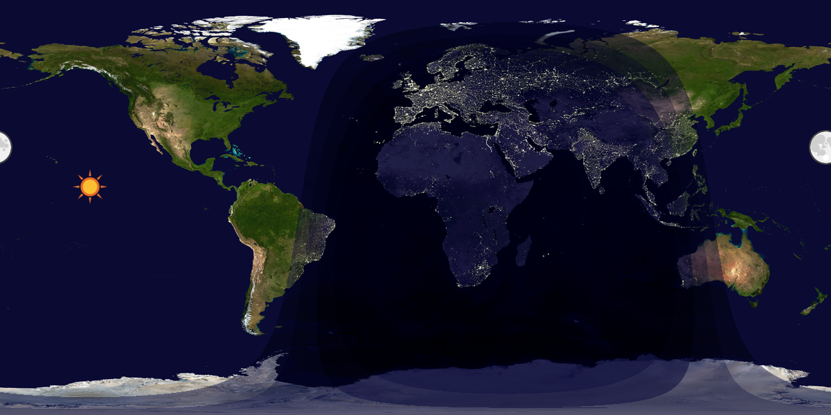 Verdenskart som viser dag og natt 