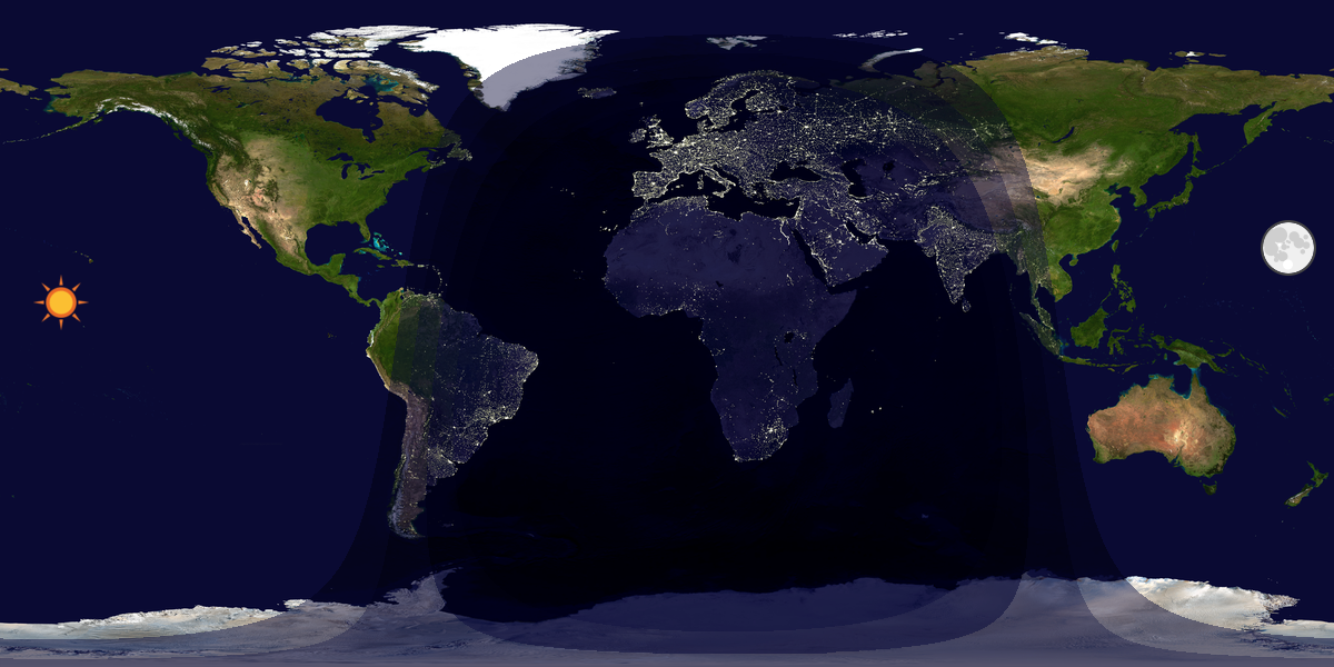 Verdenskart som viser dag og natt 