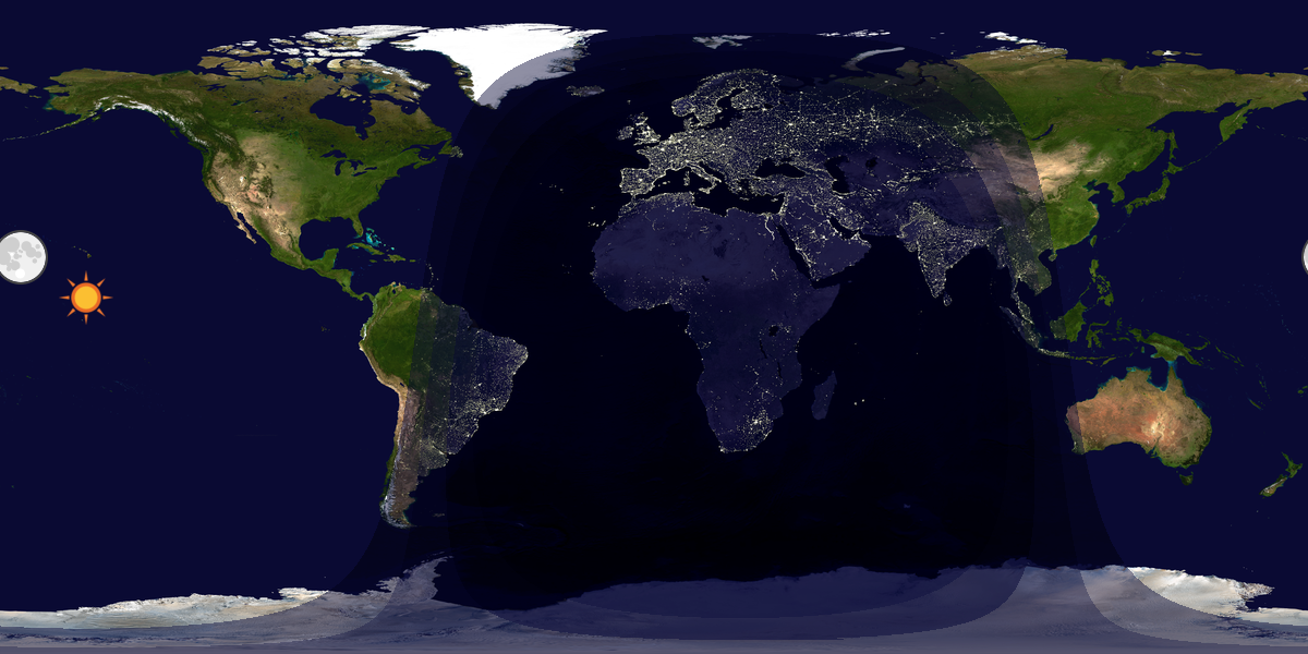 Verdenskart som viser dag og natt 