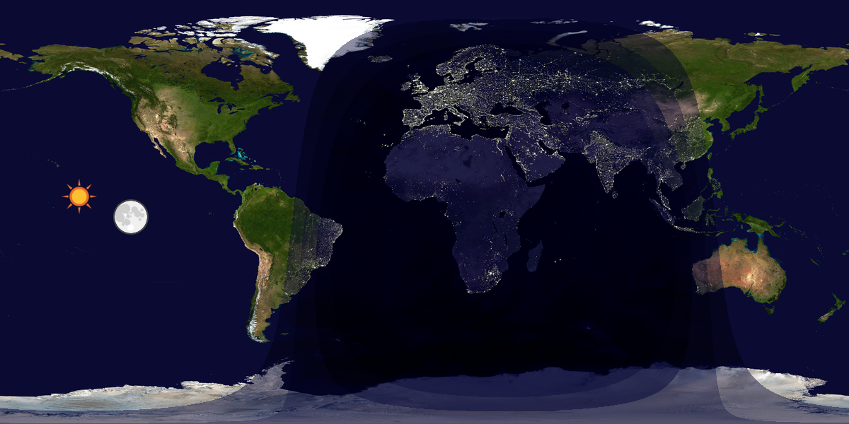 Verdenskart som viser dag og natt 