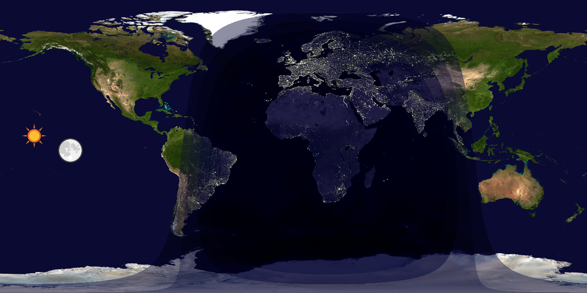 Verdenskart som viser dag og natt 