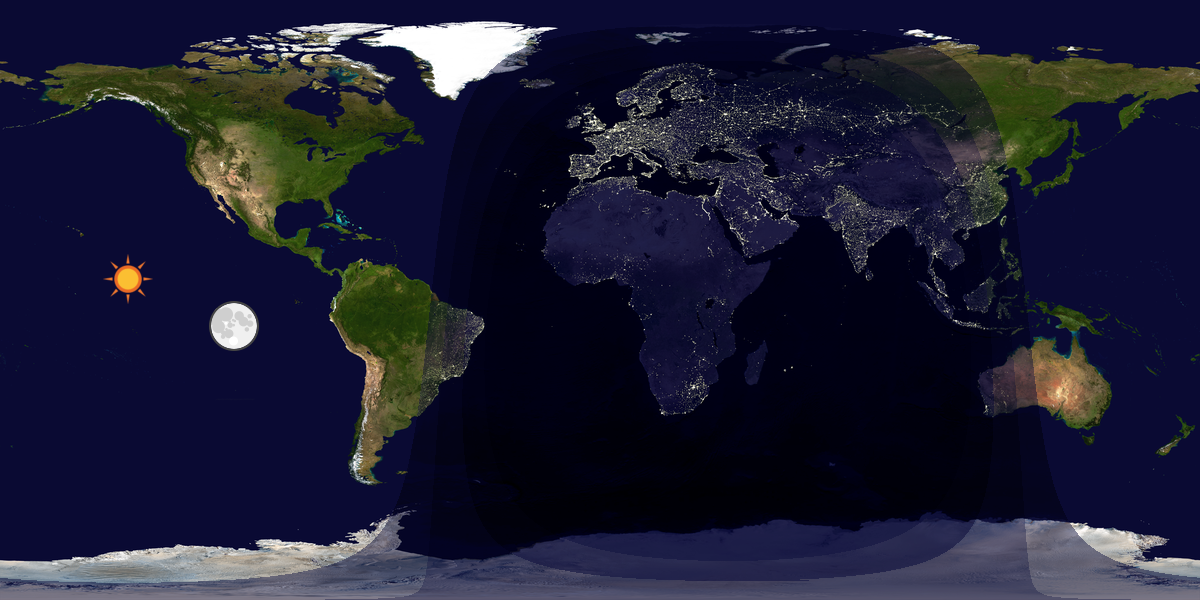 Verdenskart som viser dag og natt 
