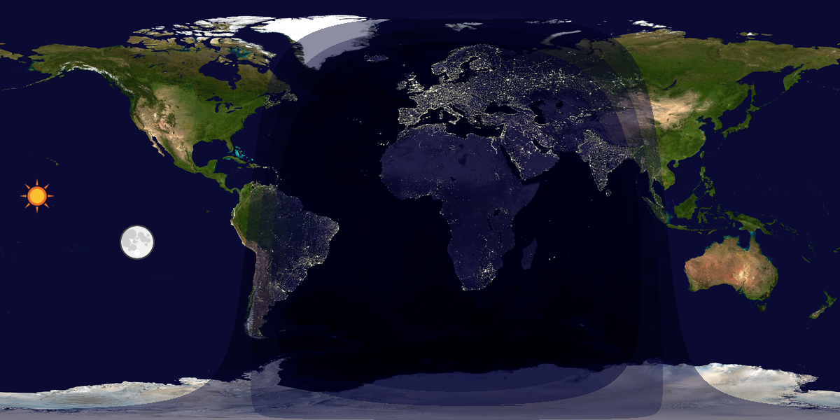 Verdenskart som viser dag og natt 