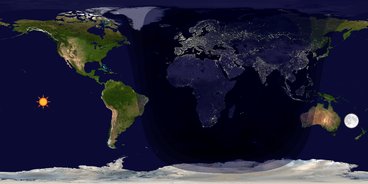 Verdenskart som viser dag og natt 