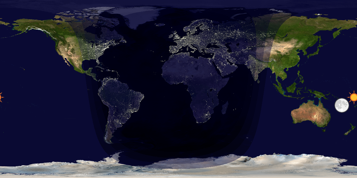 Verdenskart som viser dag og natt 