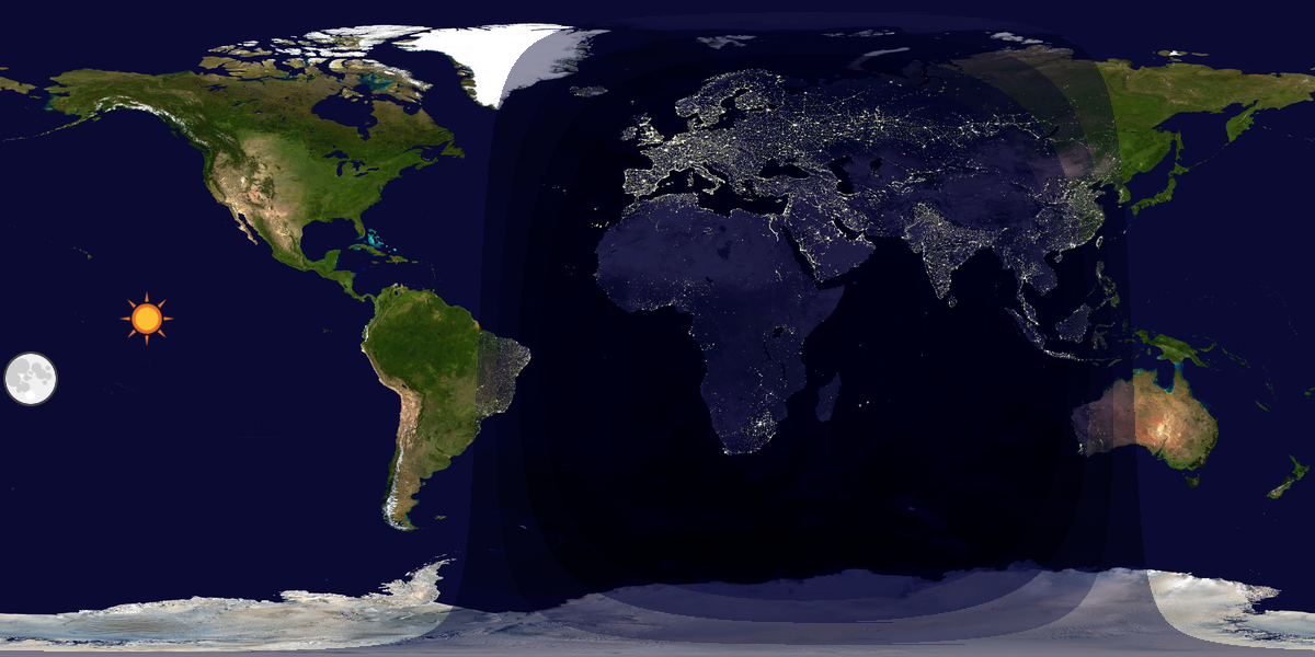 Verdenskart som viser dag og natt 
