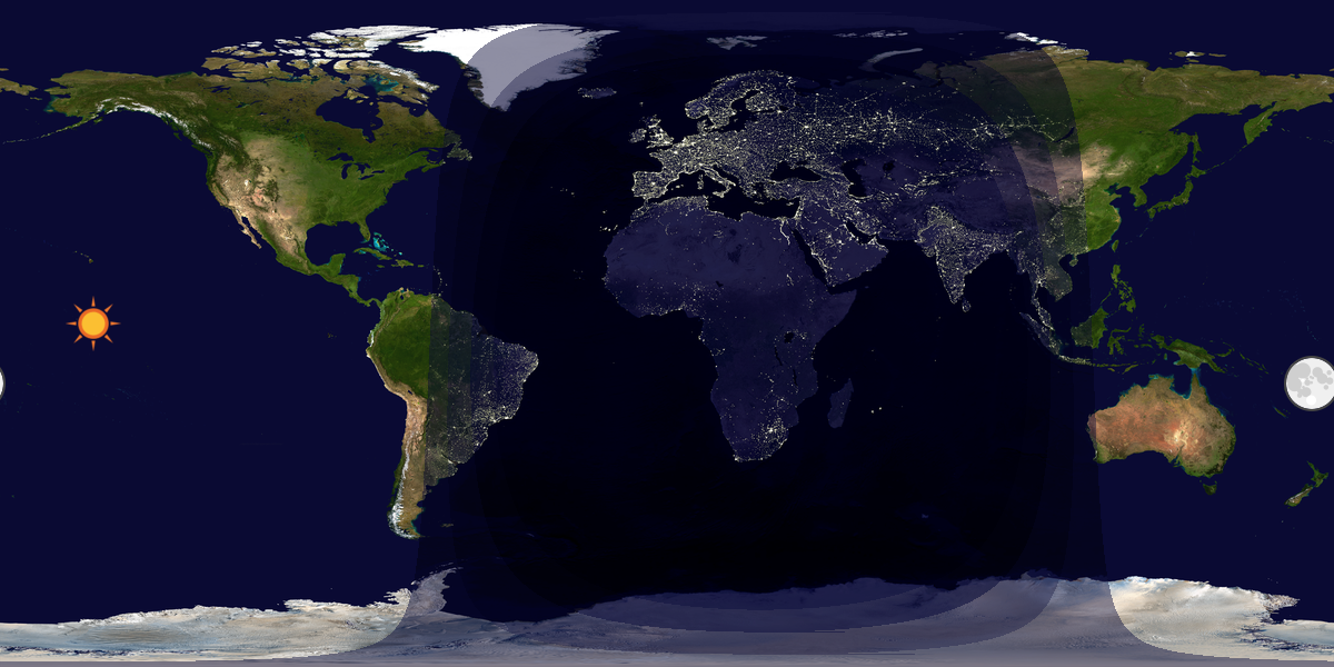Verdenskart som viser dag og natt 