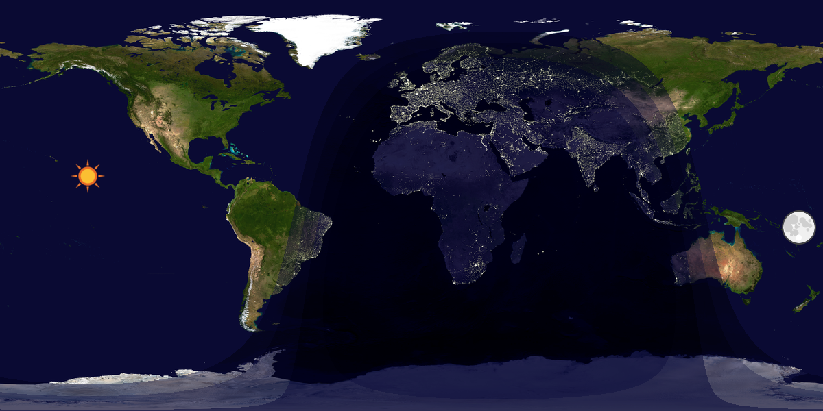 Verdenskart som viser dag og natt 