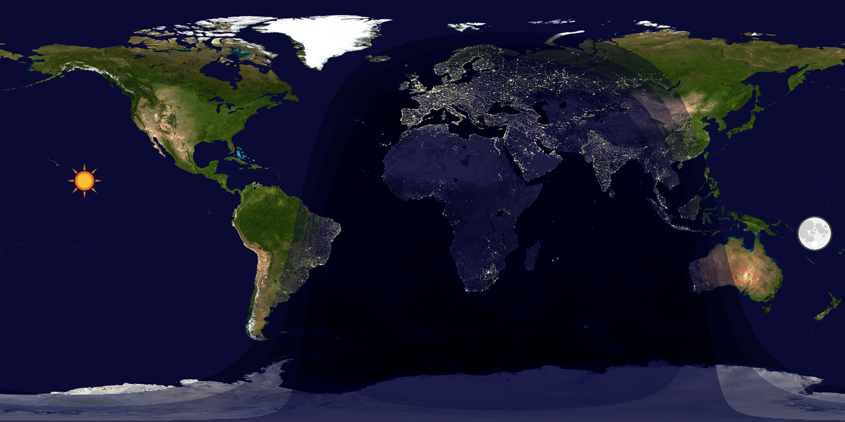 Verdenskart som viser dag og natt 