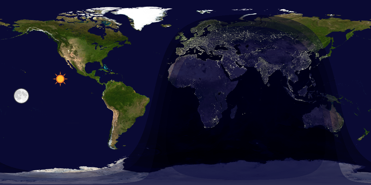 Verdenskart som viser dag og natt 