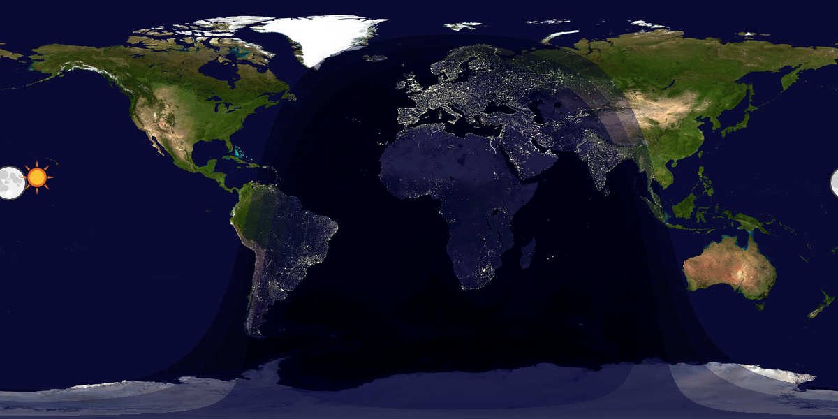Verdenskart som viser dag og natt 