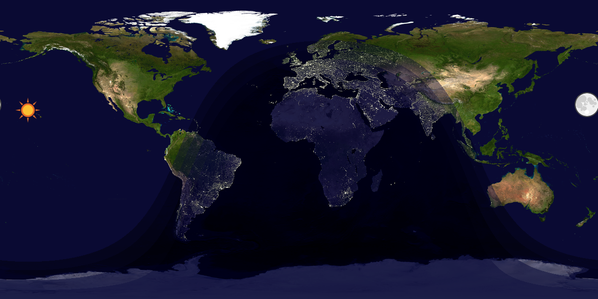Verdenskart som viser dag og natt 