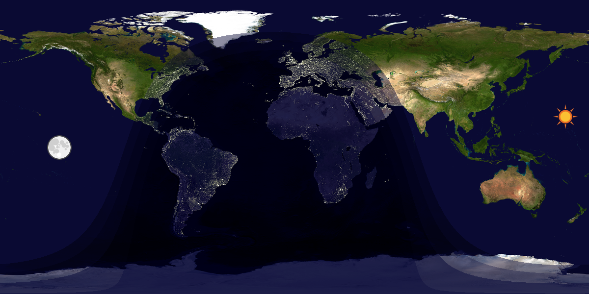 Verdenskart som viser dag og natt 