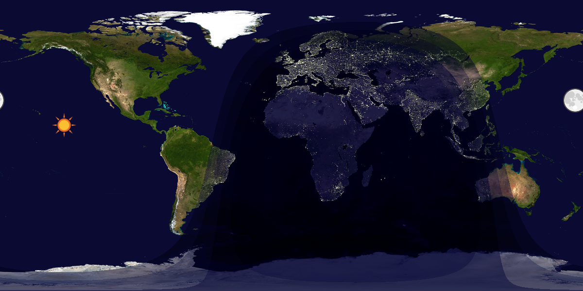 Verdenskart som viser dag og natt 
