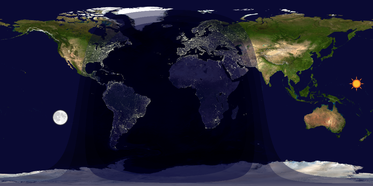 Verdenskart som viser dag og natt 