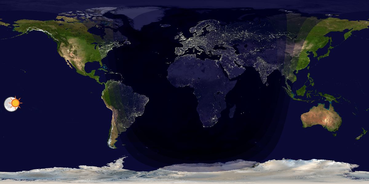 Verdenskart som viser dag og natt 