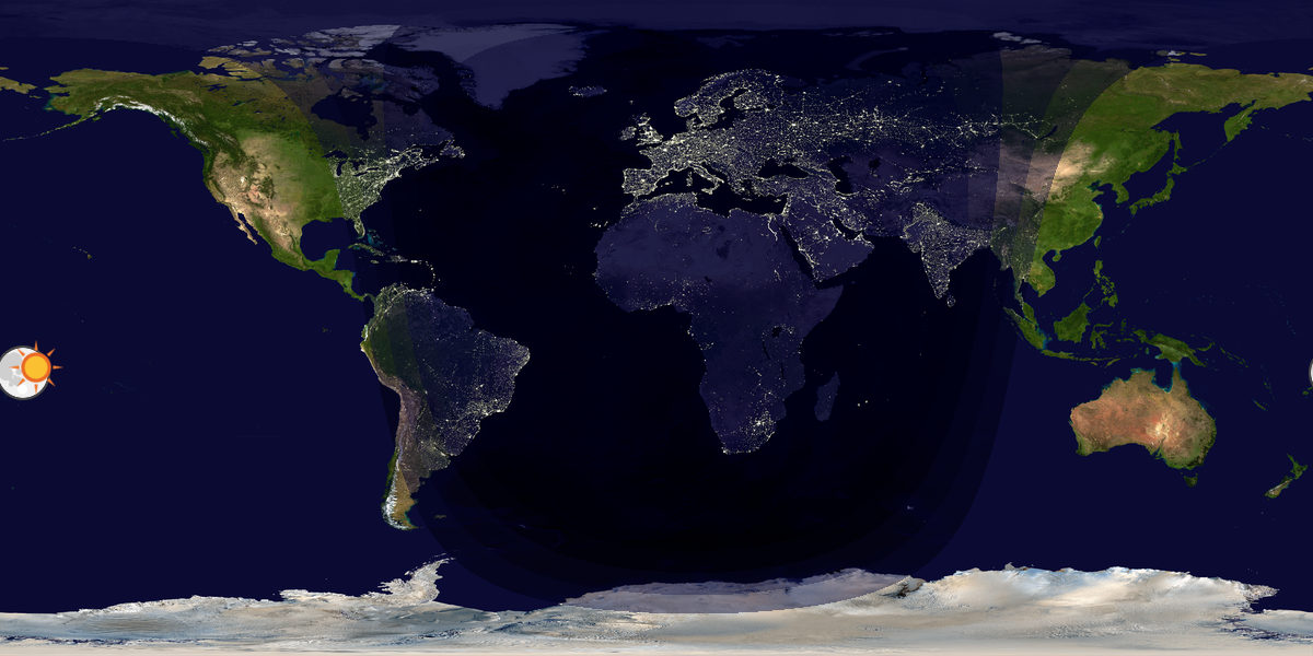 Verdenskart som viser dag og natt 
