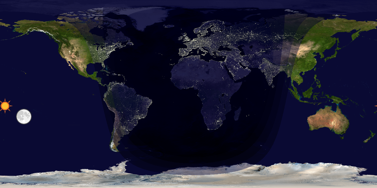 Verdenskart som viser dag og natt 