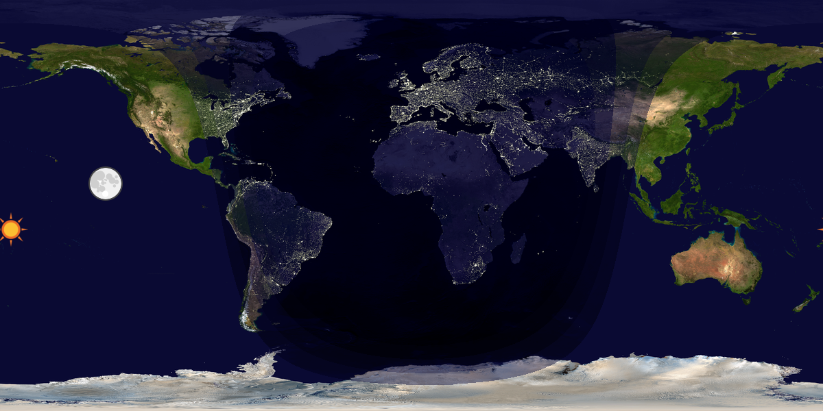 Verdenskart som viser dag og natt 